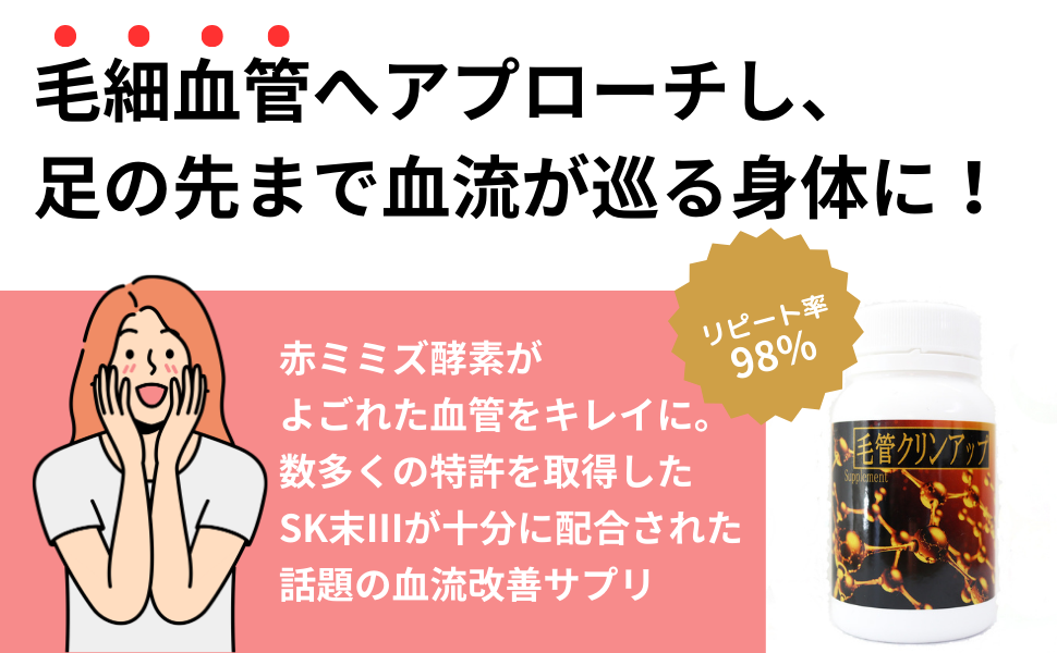 毛細血管まで血流改善!毛管クリンアップ SK末III ルテイン グリシン 60カプセル 30日分